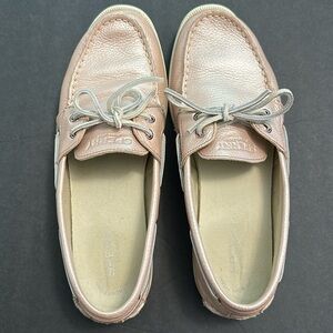 Sperry Topsiders, Size 11, Metallic Light Pink